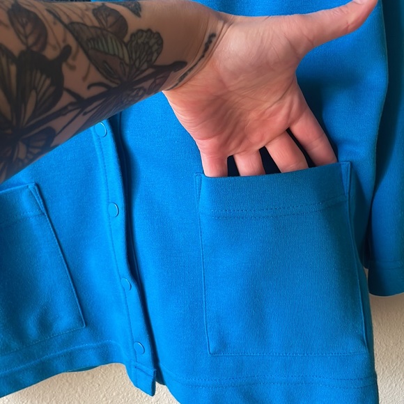 Vintage blue long sleeve snap button down cardigan - Picture 5 of 6